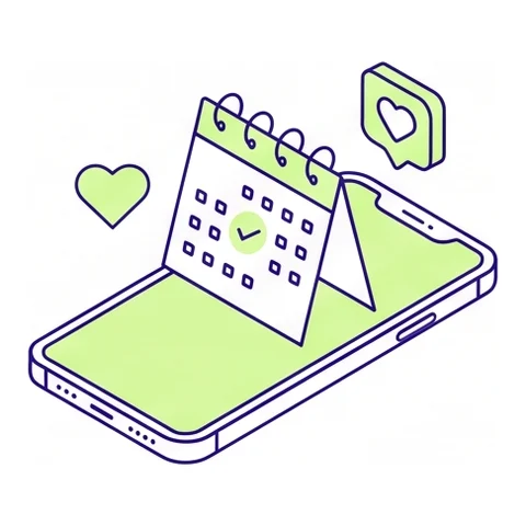 A phone showing a calendar with a check mark