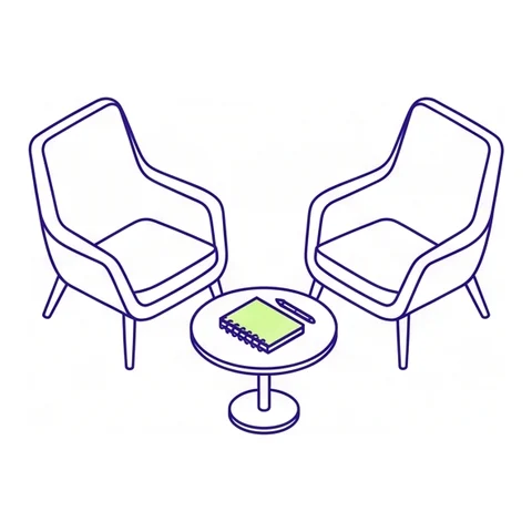 Two lounge chairs facing each other across a small table