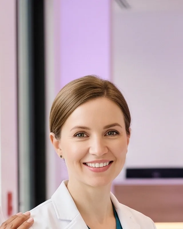 Dr. Hannah Kessler smiling in a white coat