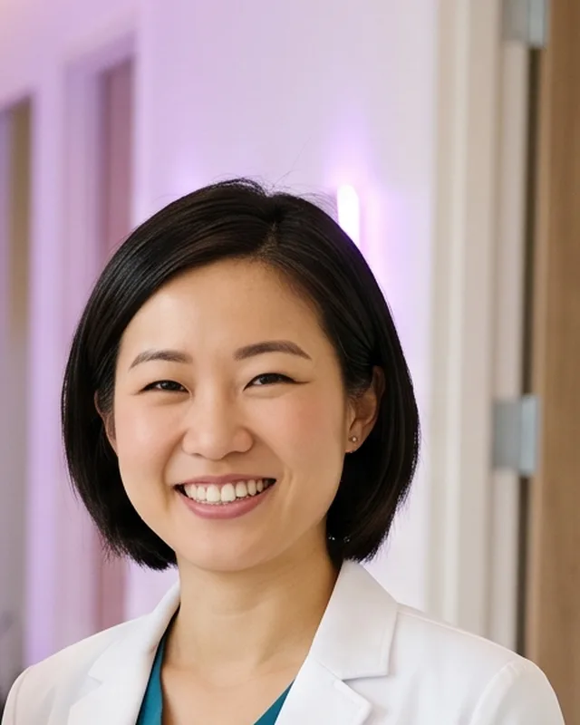 Dr. Mei Lin Zhao smiling in a white coat